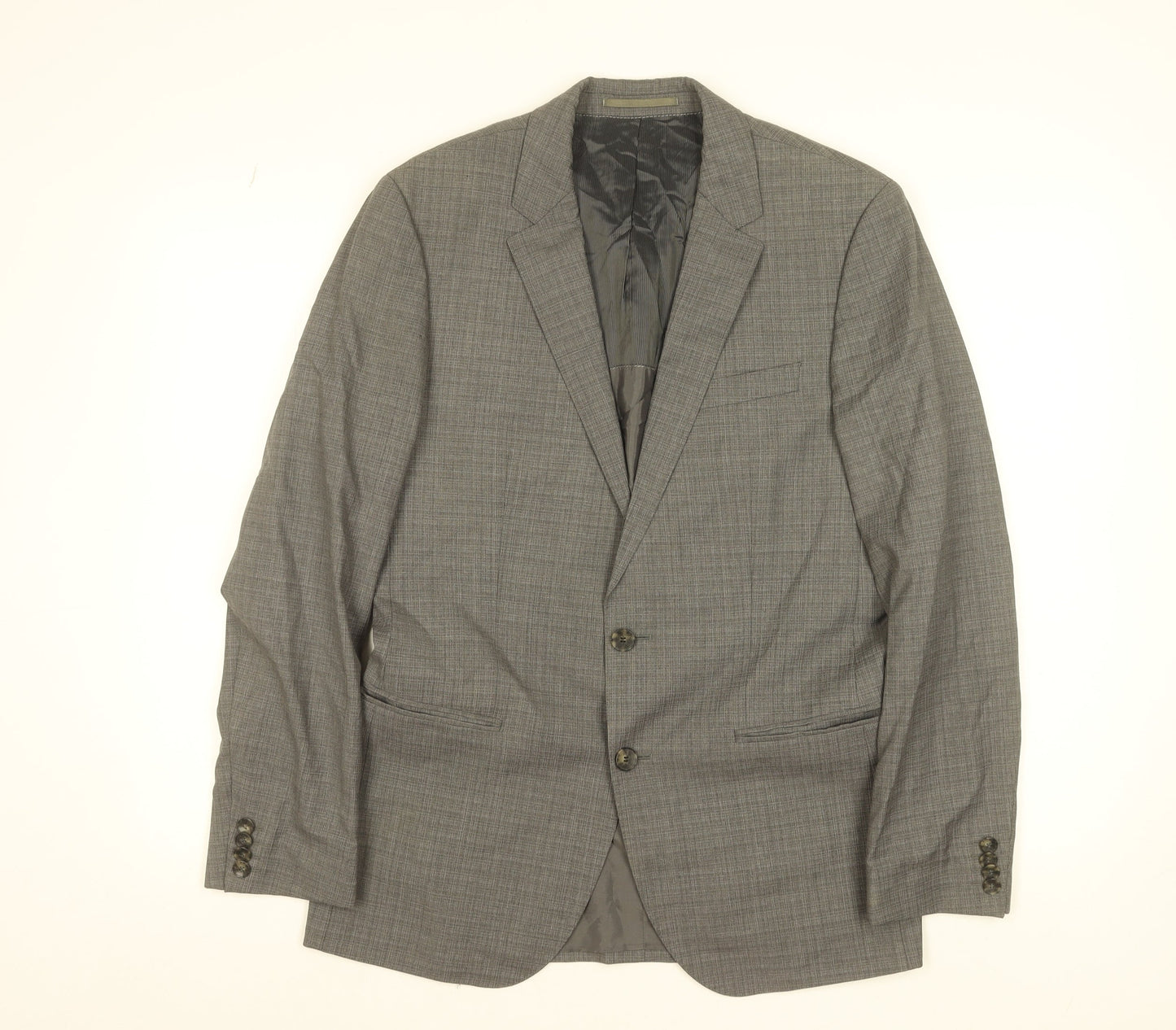 Hugo Boss Men’s Grey Wool Check Single-Breasted Suit Jacket 36R