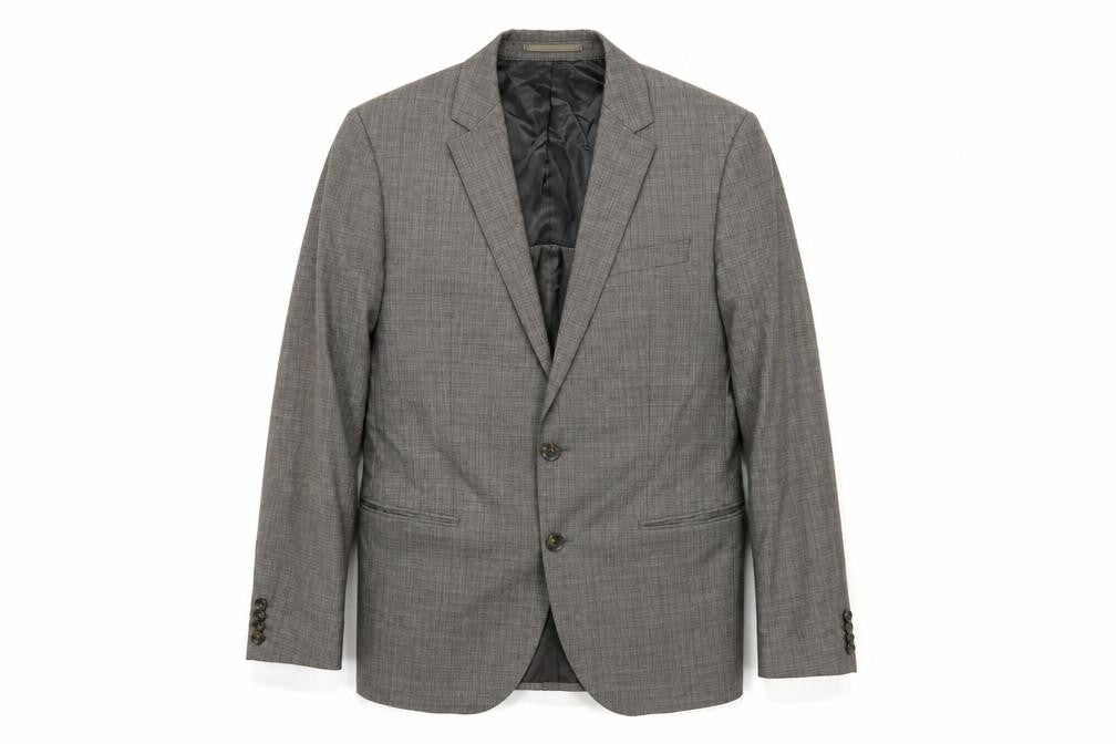 Hugo Boss Men’s Grey Wool Check Single-Breasted Suit Jacket 36R