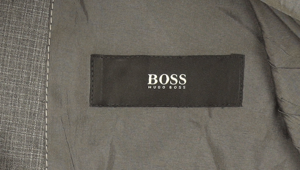 Hugo Boss Men’s Grey Wool Check Single-Breasted Suit Jacket 36R