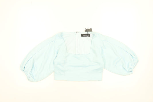 WANDERDOLL Women Blue Cropped Puff Sleeve Blouse Size L