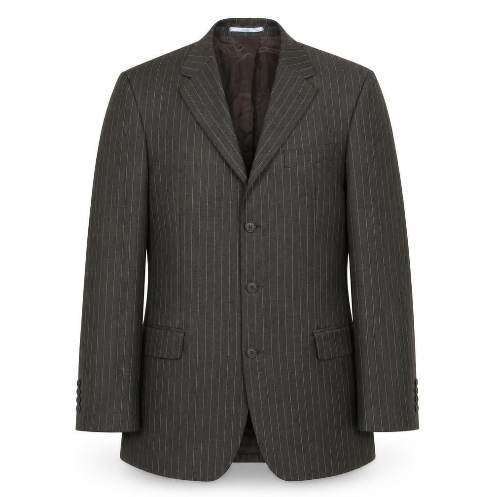 Next Men's Grey Pinstripe Wool Blazer Jacket 40L Regular Fit