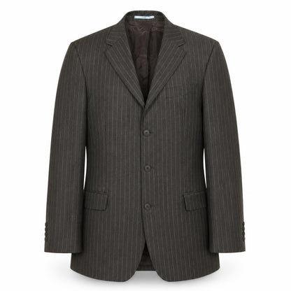 Next Men's Grey Pinstripe Wool Blazer Jacket 40L Regular Fit