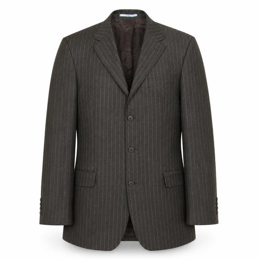 Next Men's Grey Pinstripe Wool Blazer Jacket 40L Regular Fit