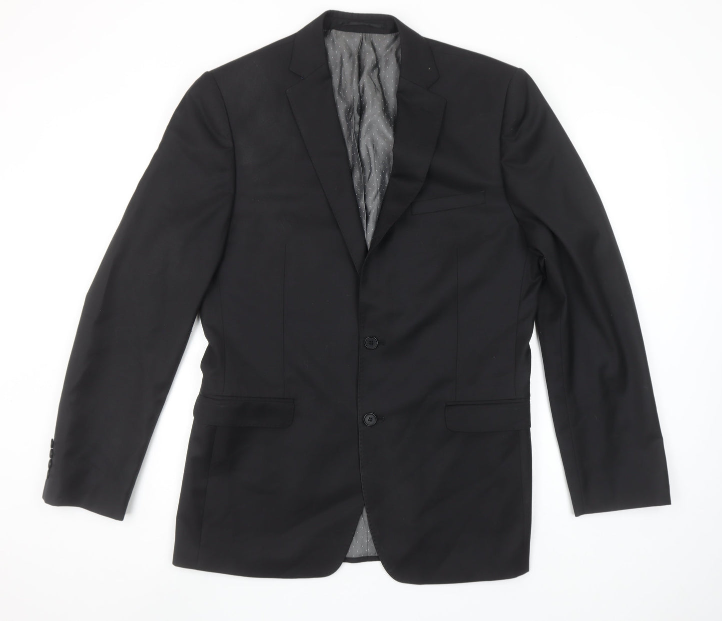 French Connection Men's Black Wool Blend 40L Single Breasted Blazer