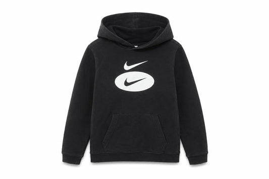 Front view of Nike boys’ black pullover hoodie xl 158-170cm logo graphic print