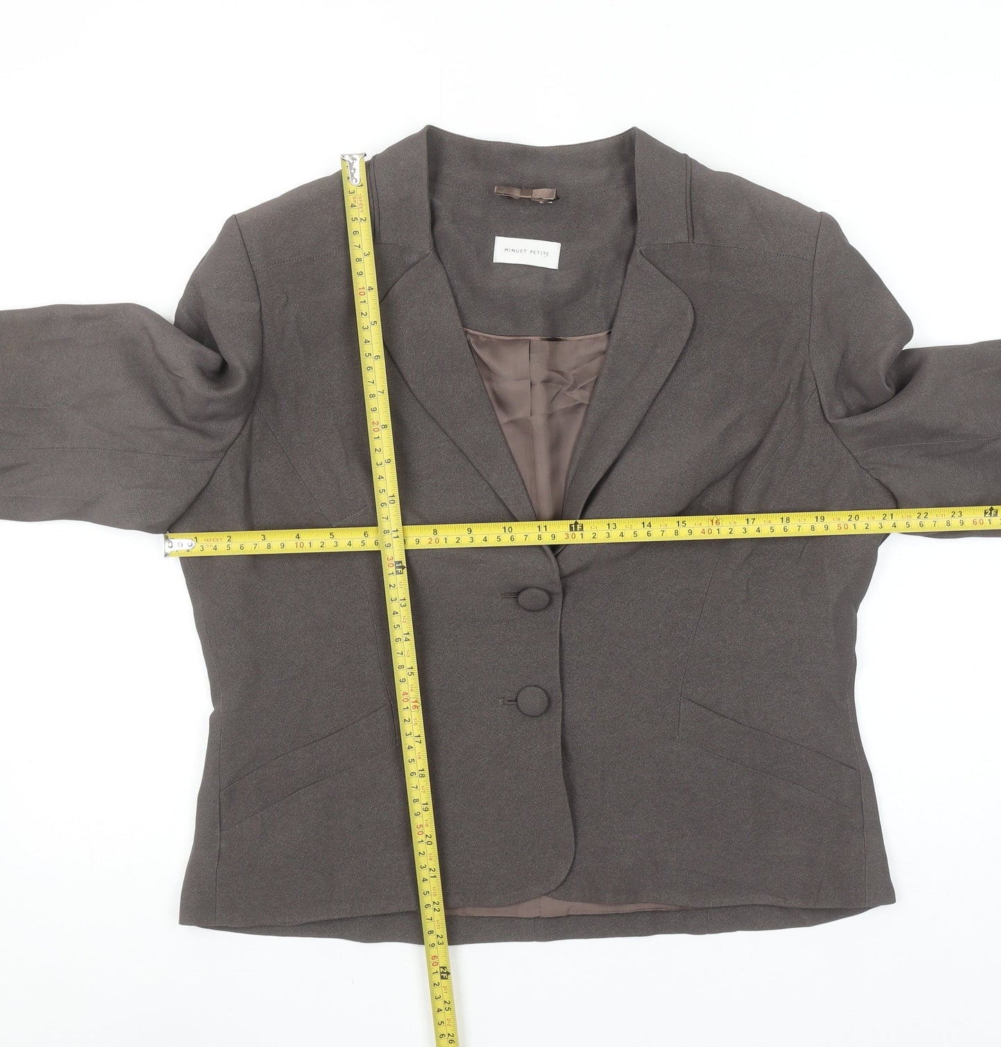 Minuet Petite Women's Brown Single-Breasted Blazer UK 16