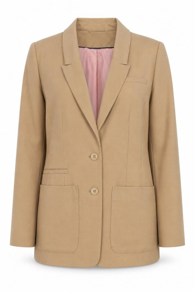 H&M Women's Brown Tailored Blazer Size 12 Regular Fit Two-Button Jacket