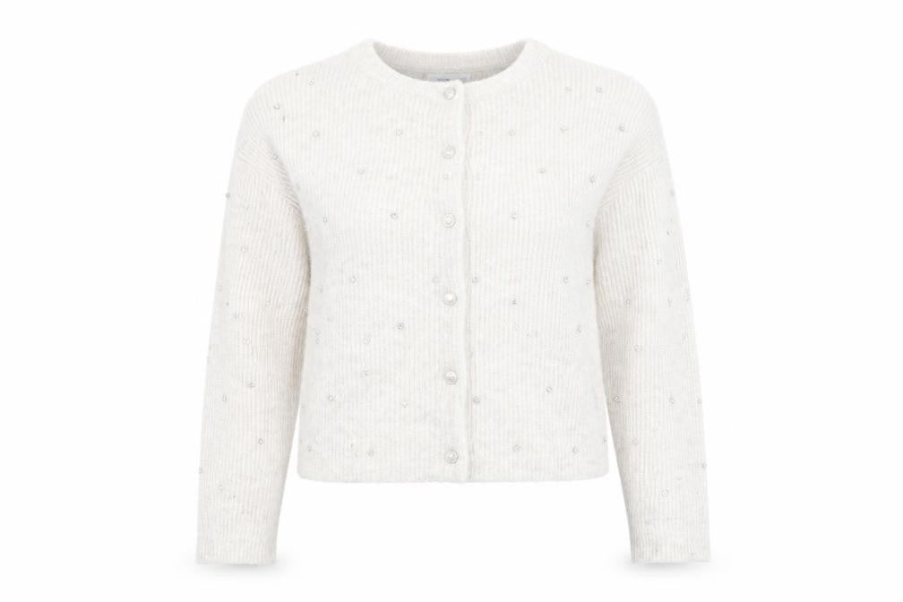 Oasis Womens Beige Beaded V-Neck Twist Front Cardigan L