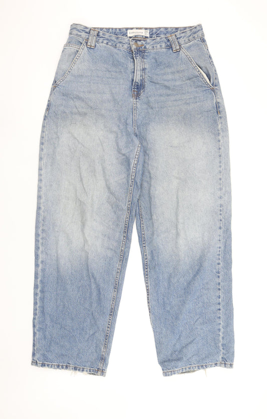 Stradivarius Womens Blue High Rise Straight Jeans UK 10