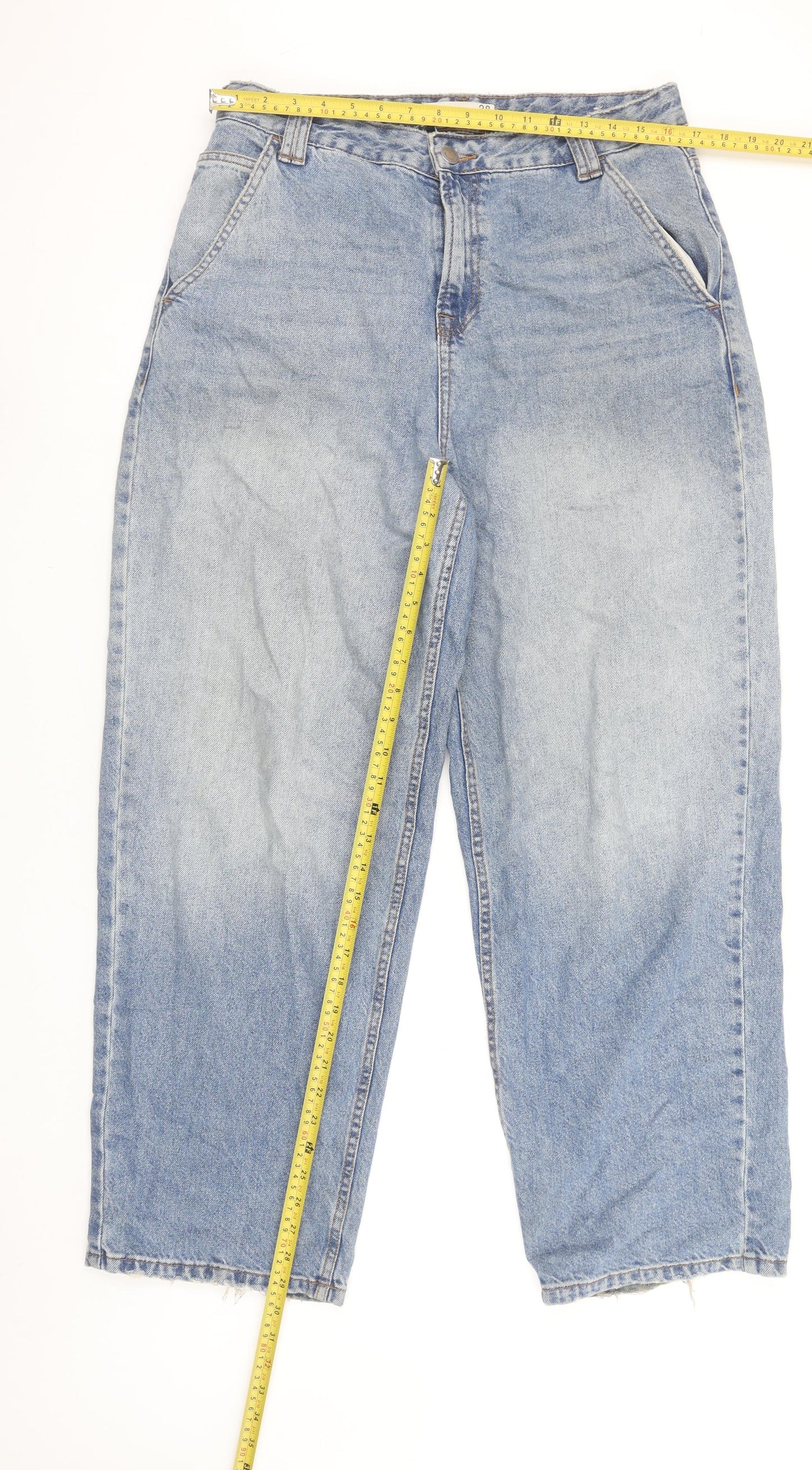 Stradivarius Womens Blue High Rise Straight Jeans UK 10