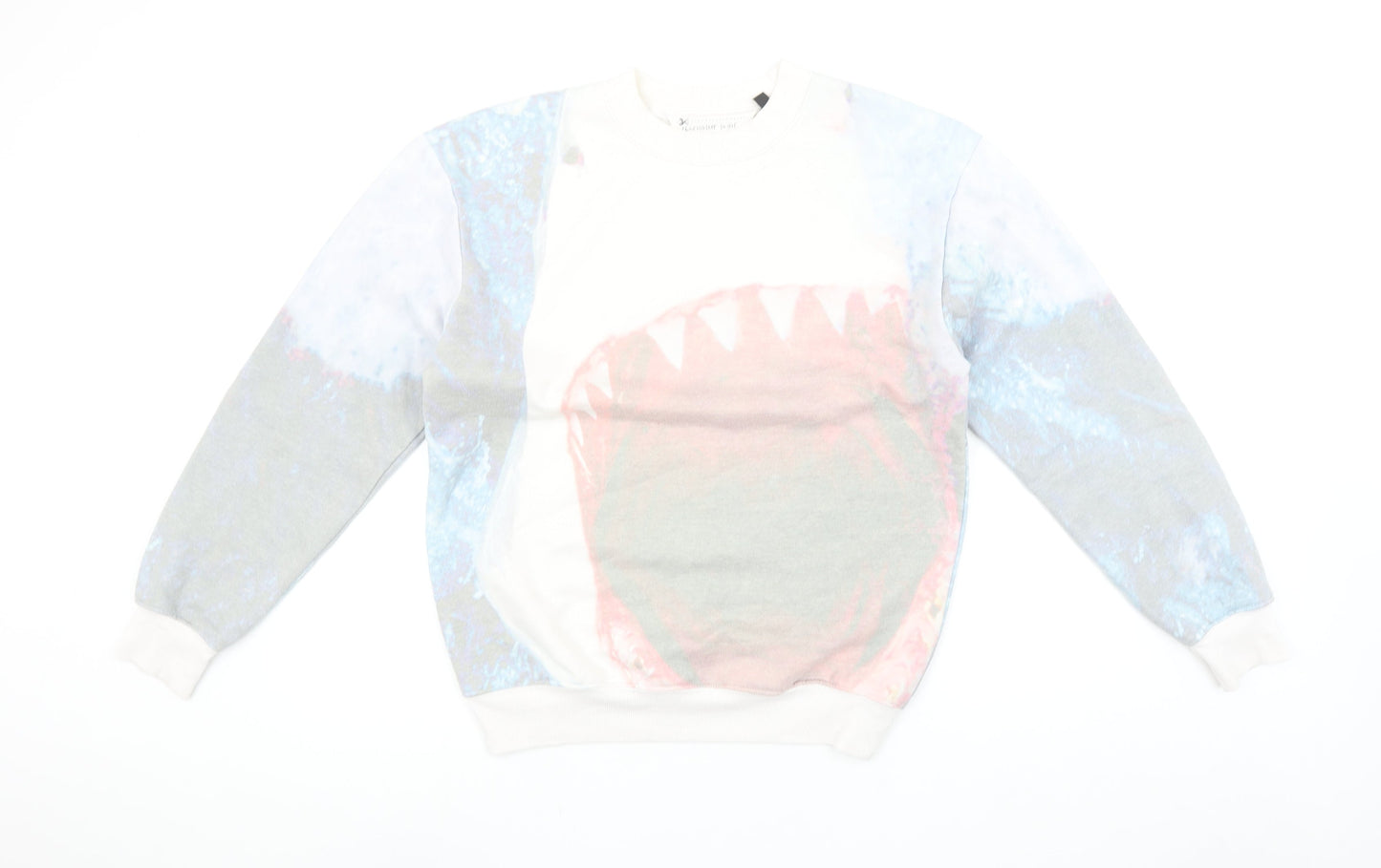 Topshop Women's Blue Shark Print Pullover Sweatshirt UK 10