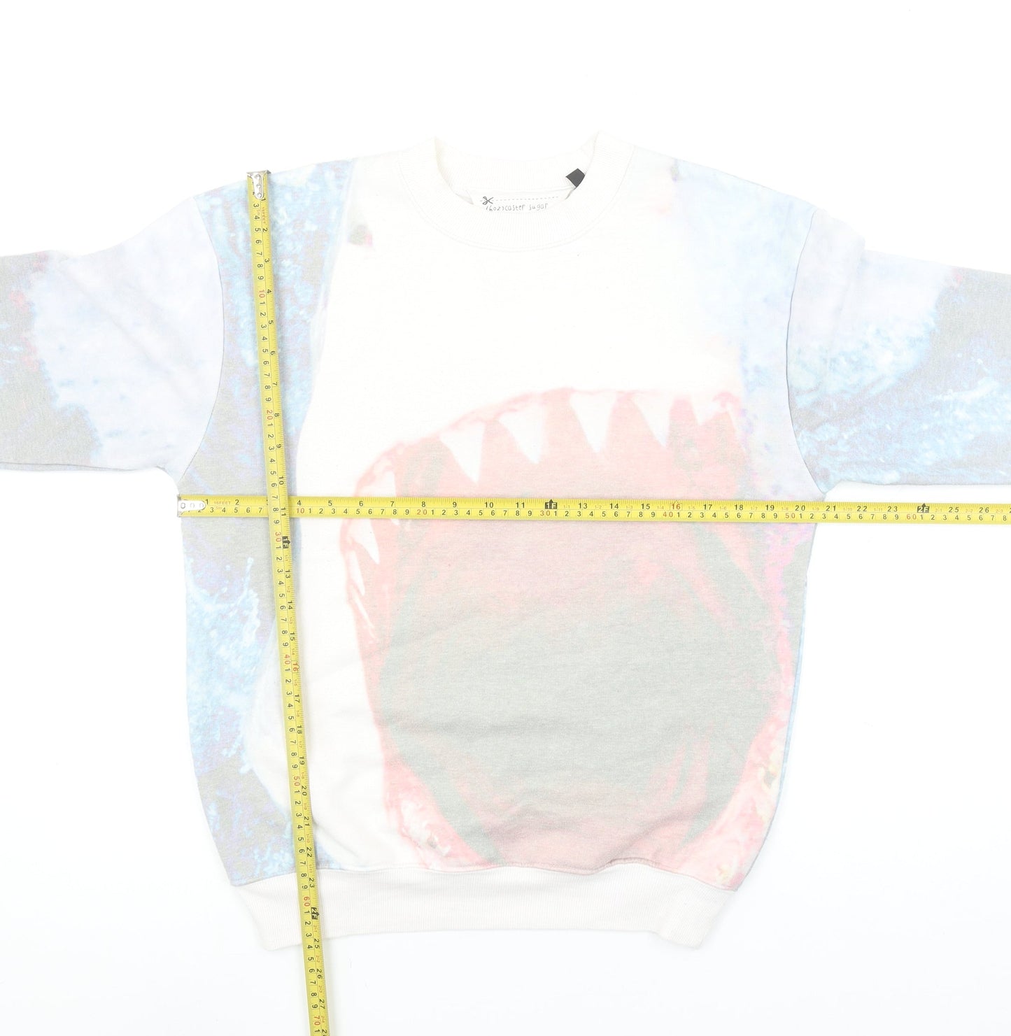 Topshop Women's Blue Shark Print Pullover Sweatshirt UK 10
