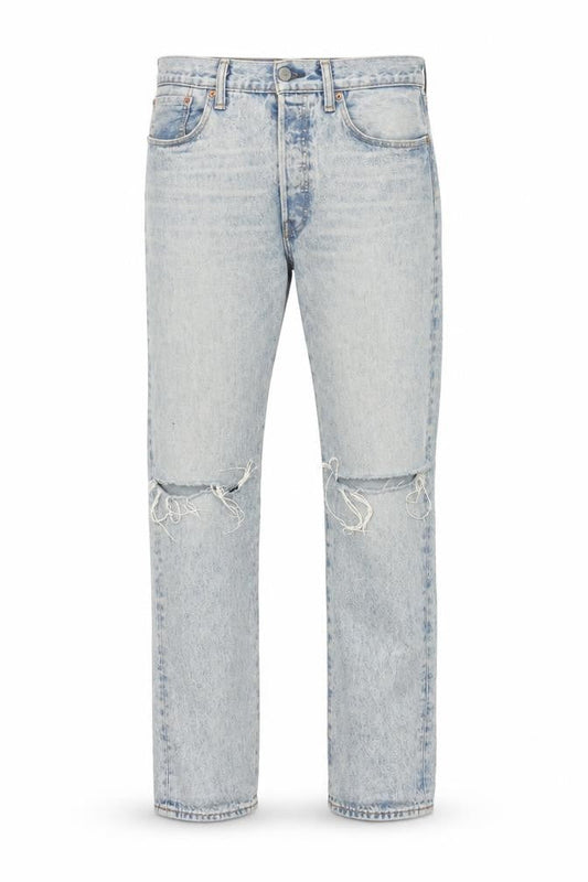 Levi's 501 CT Men's Light Blue Distressed Straight Denim Jeans W33 L34