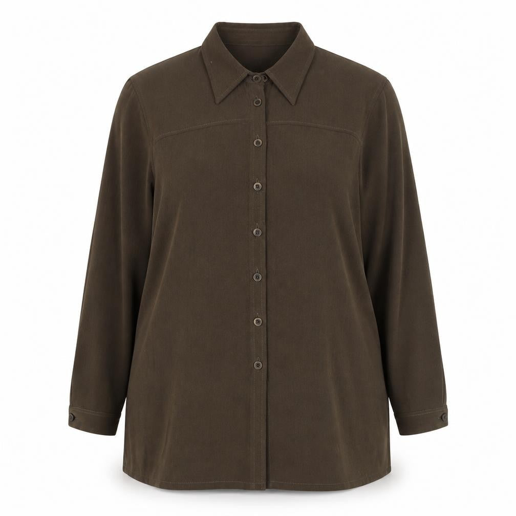 Personal Choice Women's Brown Button-Up Shirt UK 20 Long Sleeve Classic Style