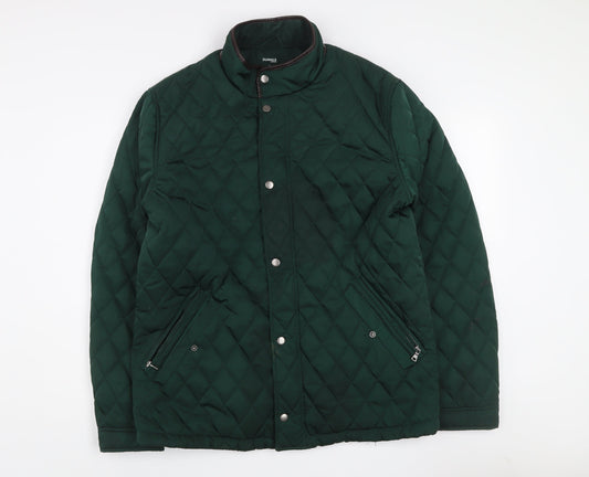 Dunnes Stores Men's Green Quilted Jacket L 42in Polyester Stand Collar