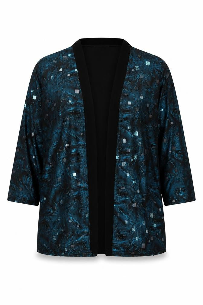 MEGA Design Women's Blue Sequin V-Neck Long Sleeve Cardigan Size 2XL