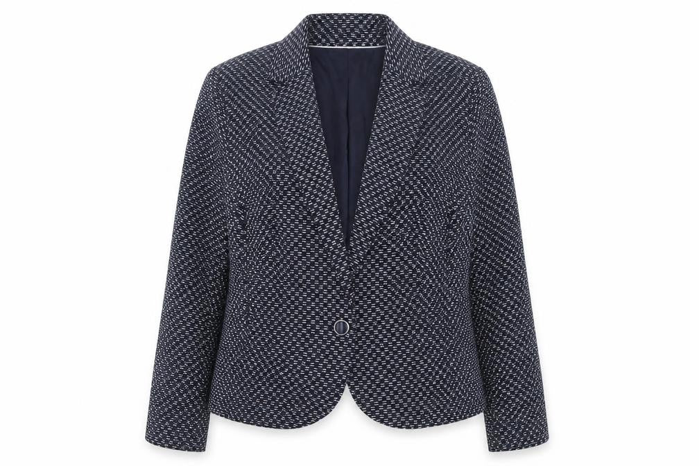 Tu Women Blue Check Blazer Size 22 Regular Fit Notch Lapel