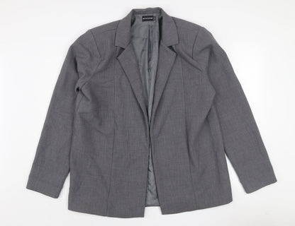 PRETTYLITTLETHING Women Grey Size 8 Single-Breasted Blazer Jacket