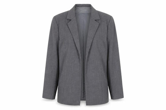 PRETTYLITTLETHING Women Grey Size 8 Single-Breasted Blazer Jacket
