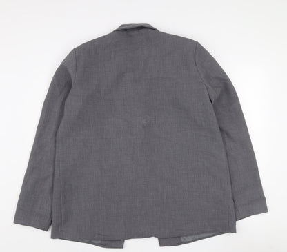 PRETTYLITTLETHING Women Grey Size 8 Single-Breasted Blazer Jacket