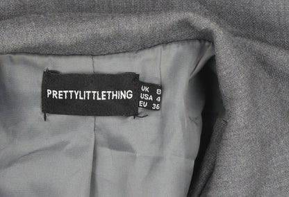 PRETTYLITTLETHING Women Grey Size 8 Single-Breasted Blazer Jacket