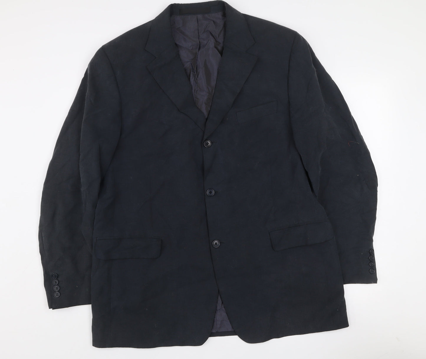 Marks and Spencer Men's Navy Linen Blend Single-Breasted Blazer Medium 41in Chest