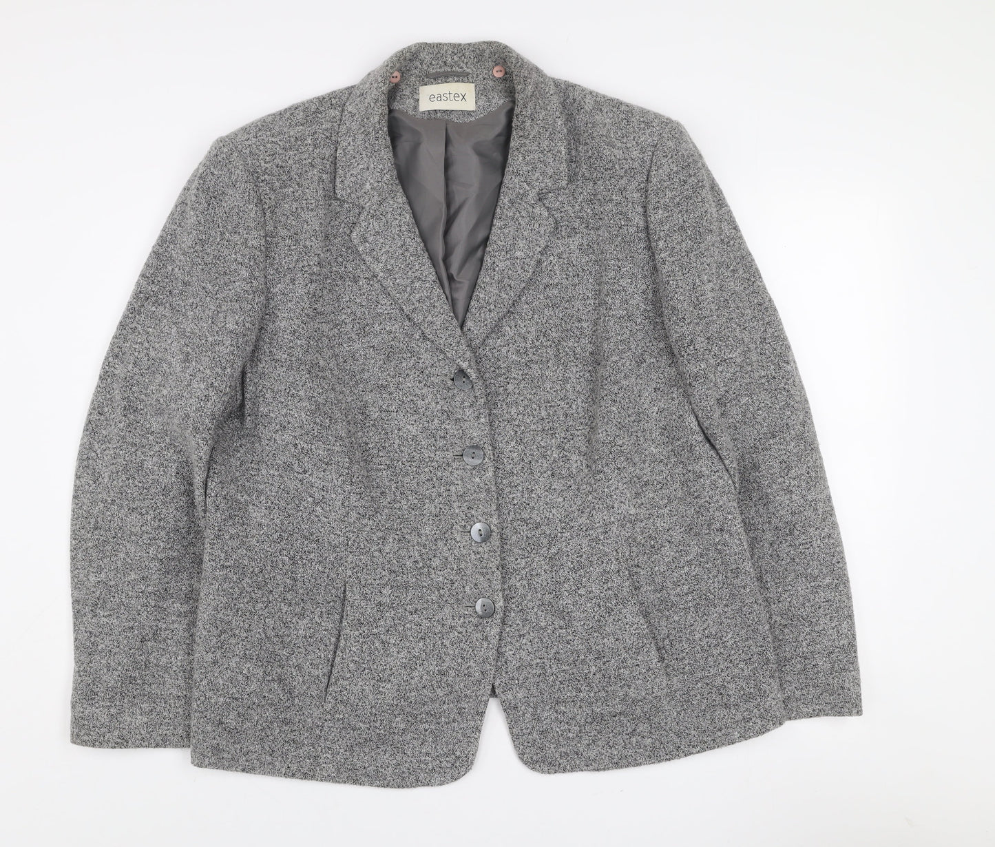 Eastex Women’s Grey Bouclé Lined Wool Blend Blazer Jacket UK 20