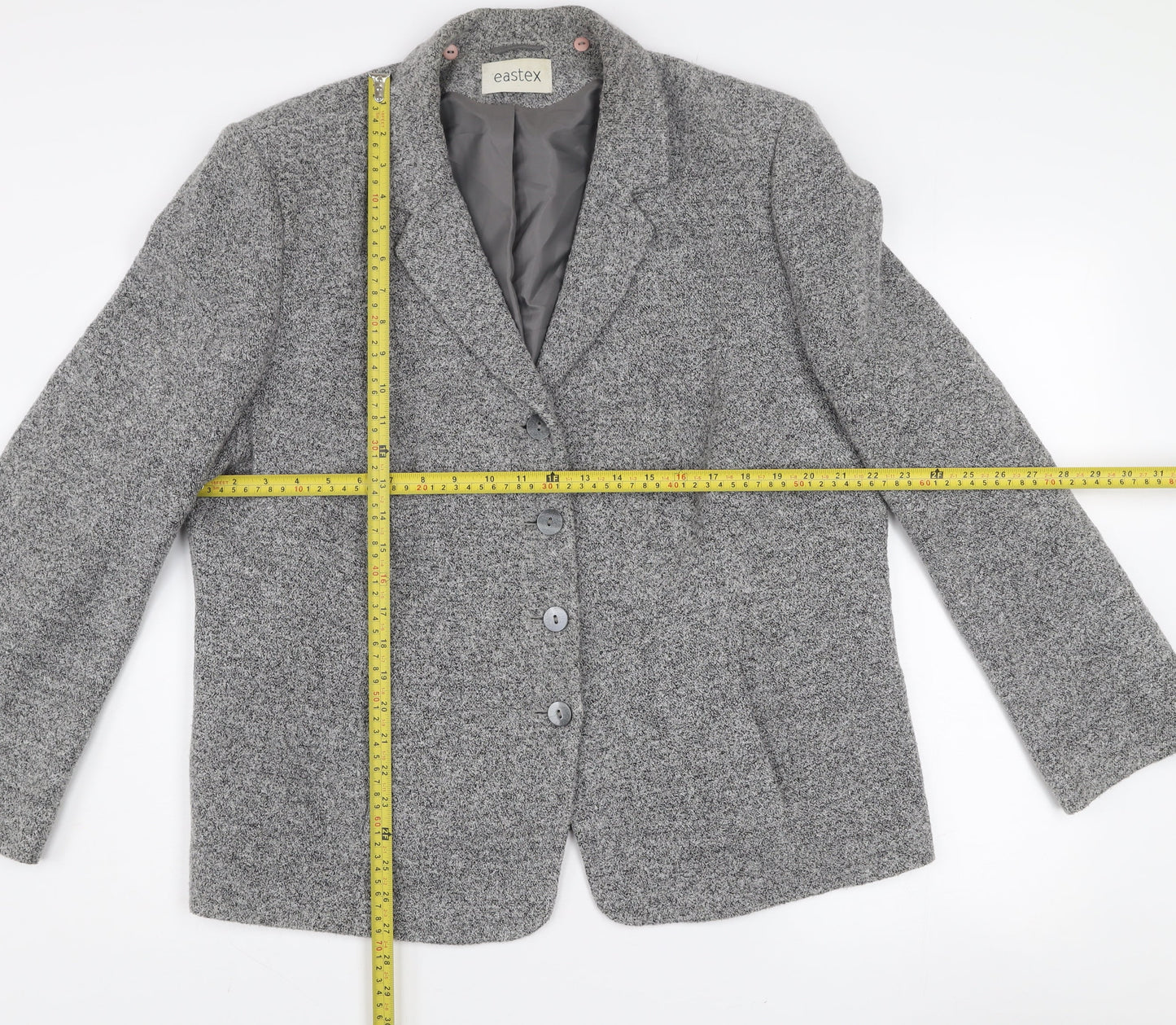 Eastex Women’s Grey Bouclé Lined Wool Blend Blazer Jacket UK 20