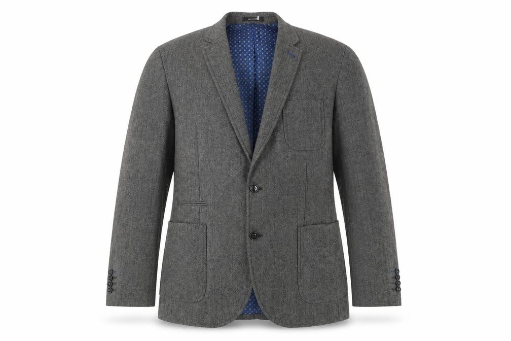 Cedarwood State Men’s Grey Herringbone Wool Blend Slim Fit Blazer L