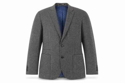 Cedar Wood State Men’s Grey Herringbone Wool Blend Slim Fit Blazer L