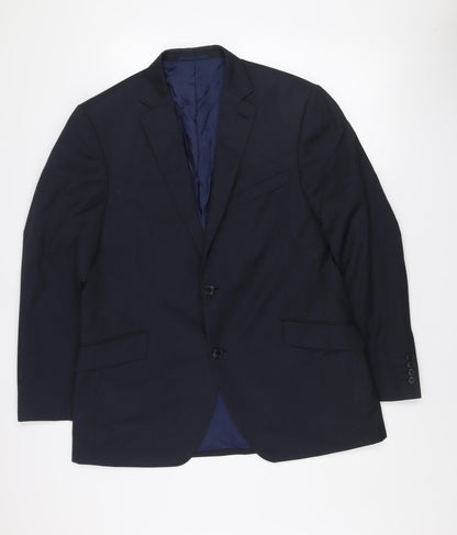 Austin Reed Men's Blue Wool Blend Two-Button Formal Blazer Jacket