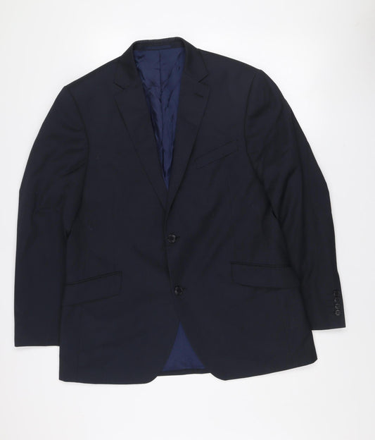 Austin Reed Men's Blue Wool Blend Two-Button Formal Blazer Jacket