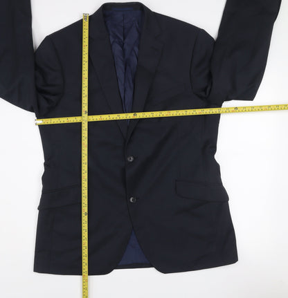 Austin Reed Men's Blue Wool Blend Two-Button Formal Blazer Jacket