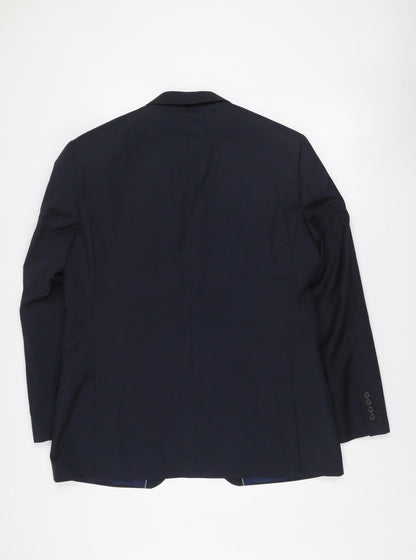 Austin Reed Men's Blue Wool Blend Two-Button Formal Blazer Jacket