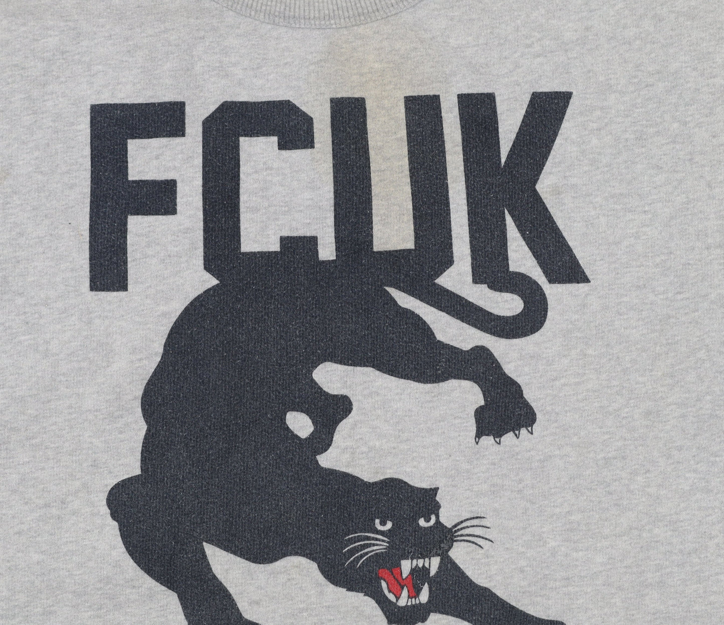 FCUK Mens Grey Graphic Panther Sweatshirt L Pullover Crew Neck