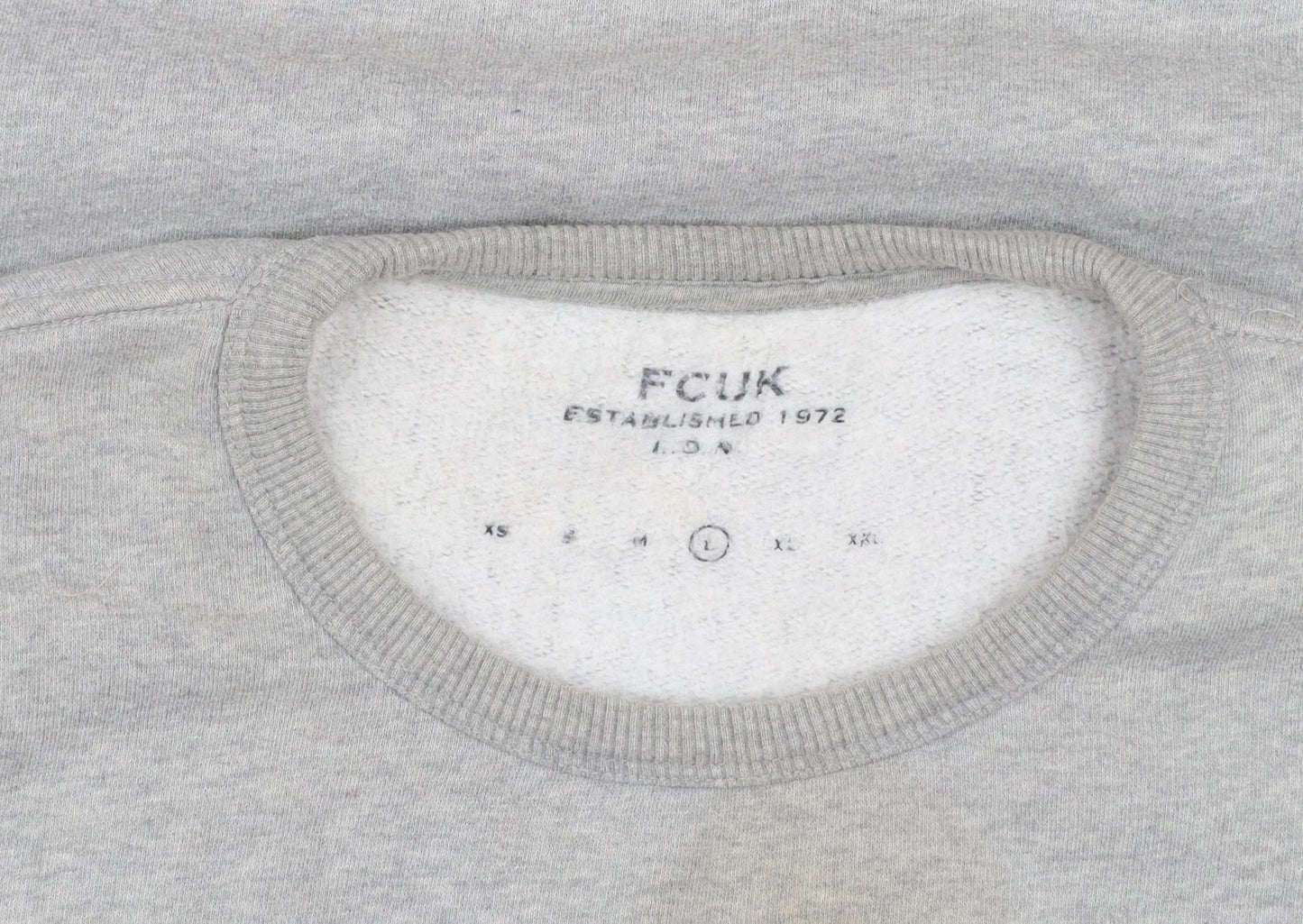 FCUK Mens Grey Graphic Panther Sweatshirt L Pullover Crew Neck