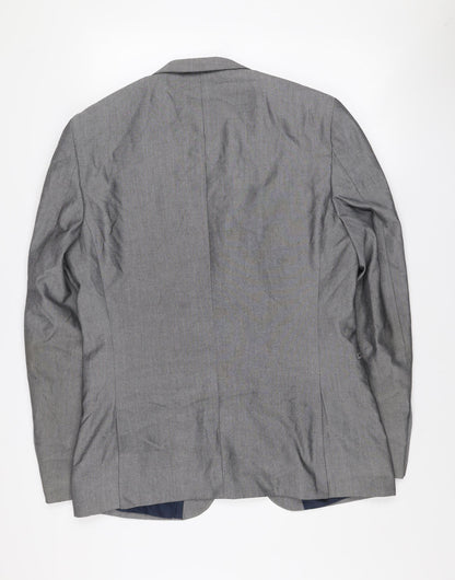 Next Men's Grey 42 Long Single-Breasted Blazer Jacket