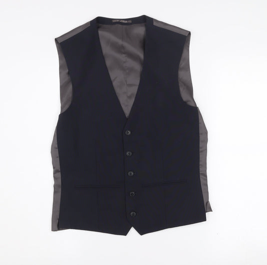 Next Men's Blue Regular Fit Waistcoat Size 36 Formal Classic Style