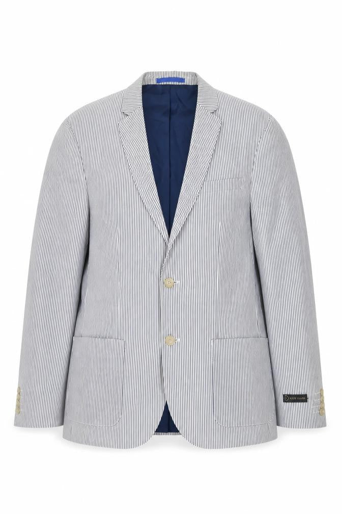River Island Women Blue Striped Cotton Blazer Jacket UK 40 Two-Button