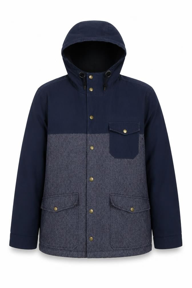 Topman Men’s Blue Hooded Parka Jacket L Cotton Blend