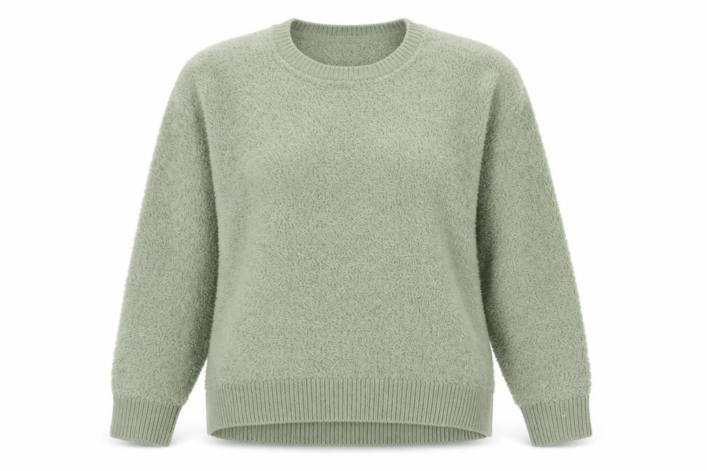 Topshop Women’s Green Fluffy Knit Crew Neck Pullover Jumper UK 8
