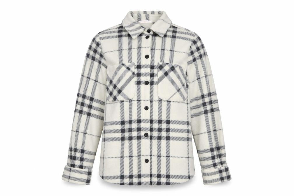 John Lewis Women White Check Fleece Button-Up Shirt XS