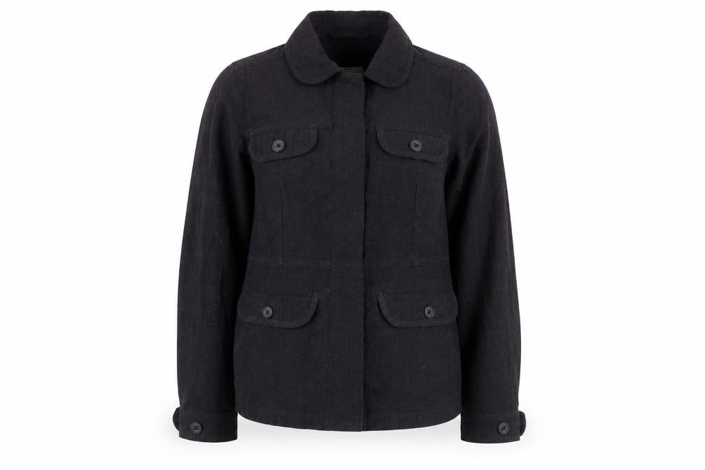 Rohan Unisex Black Linen Blend Long Sleeve Button-Up Shirt S