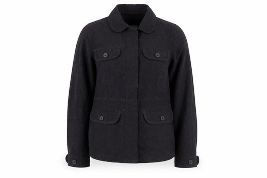 Rohan Unisex Black Linen Blend Long Sleeve Button-Up Shirt S