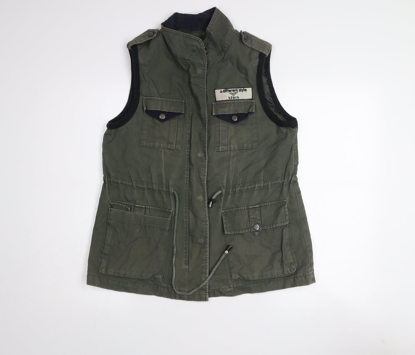 Studio Bonnie Green Military Waistcoat Men L Army Style Zip Utility Vest