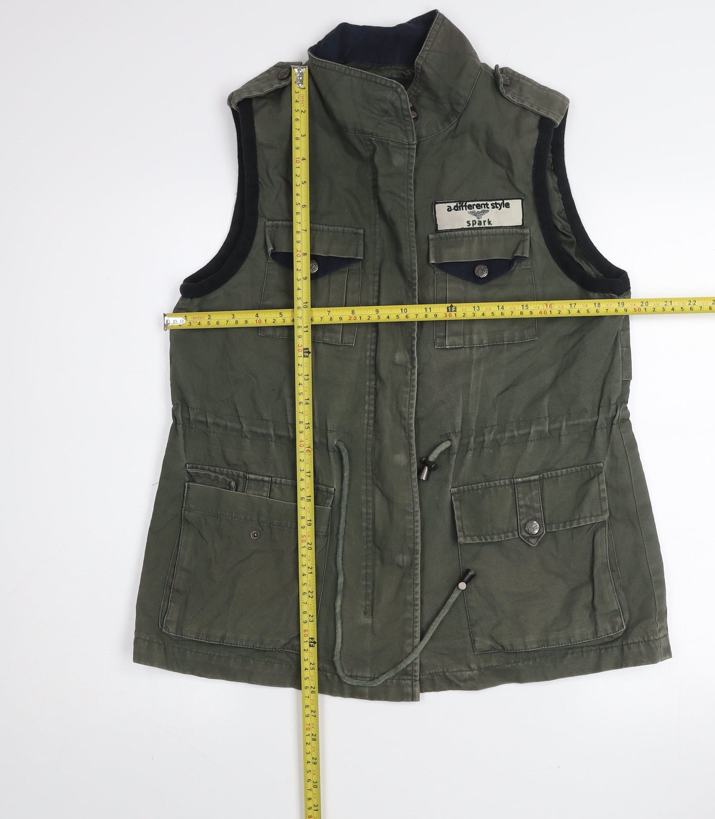 Studio Bonnie Green Military Waistcoat Men L Army Style Zip Utility Vest