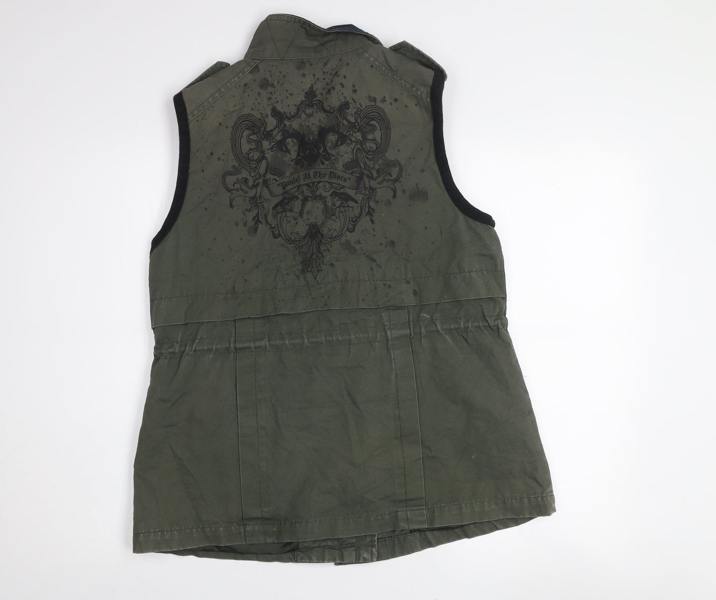 Studio Bonnie Green Military Waistcoat Men L Army Style Zip Utility Vest