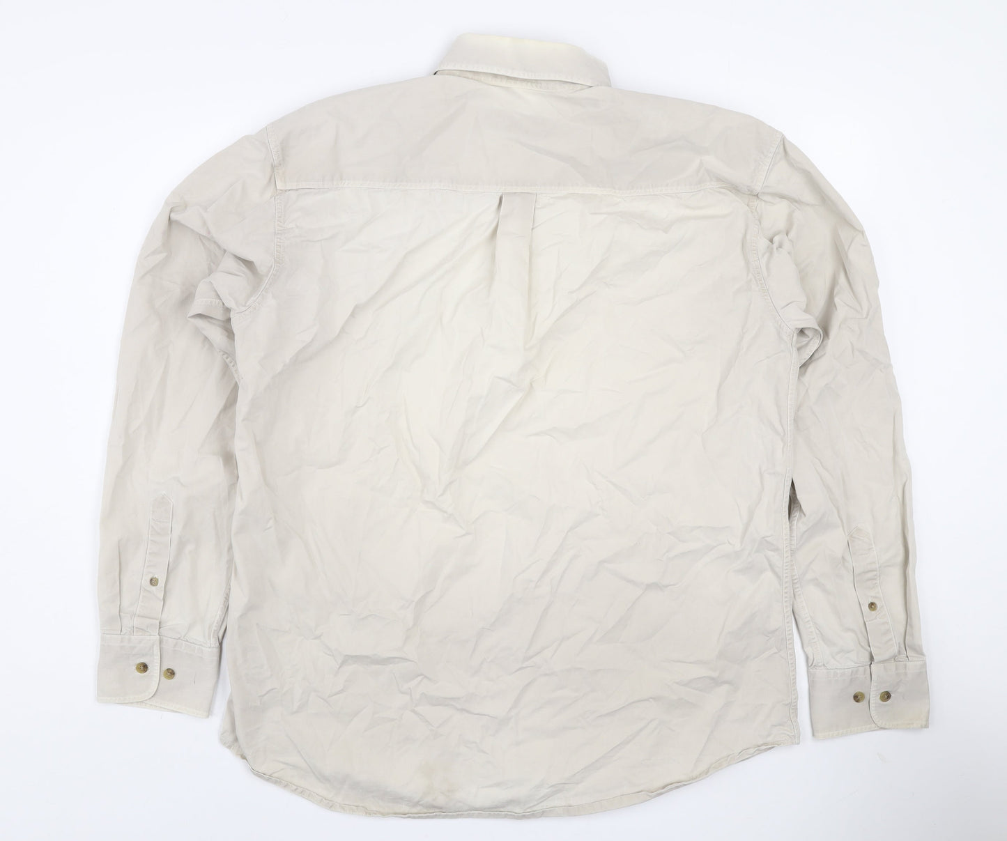 The Oxford Shirt Co Men’s Beige Long Sleeve Cotton Shirt L