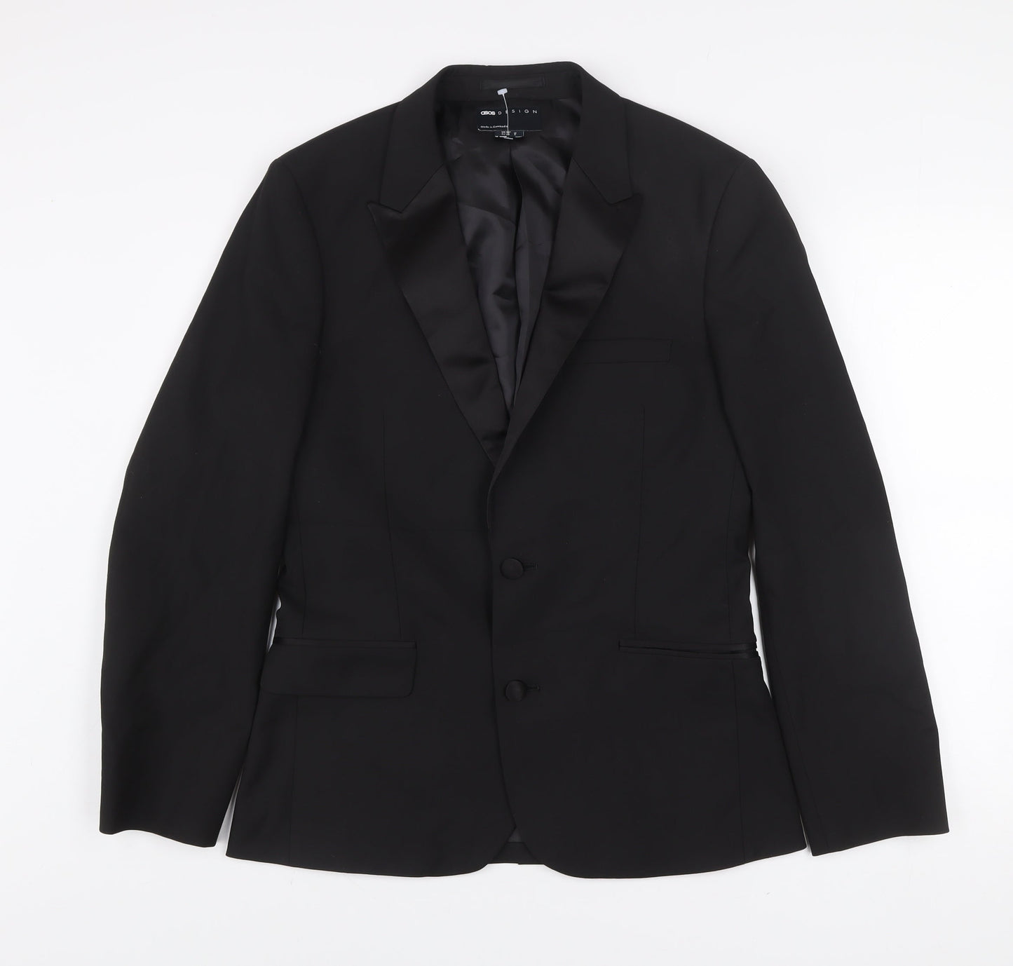 ASOS DESIGN Men's Black Slim Fit Shawl Lapel Suit Jacket 38 Short Formal