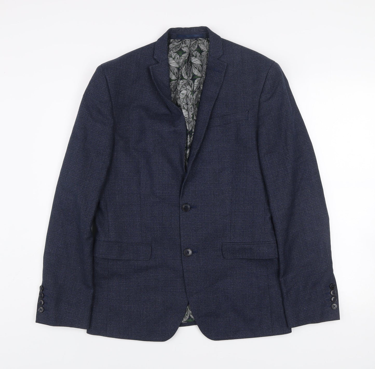 Red Herring Men's Blue Check 38R Regular Fit Blazer Jacket